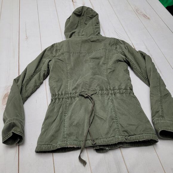 Vintage Abercrombie & Fitch green anorak fur winter coat jacket leather toggle - Picture 5 of 8